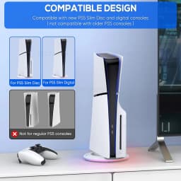 Vertical Cooling Stand with RGB Light for PS5 Slim Disc/Digital Edition Console Anti-Slip Base Bracket Holder for PS5 Accessorie