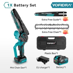 YOFIDRA Brushless 8inch Electric Chainsaw Cordless Rechargeable Pruning Saw Woodworking Garden Tool For Makita 21V Battery Pin