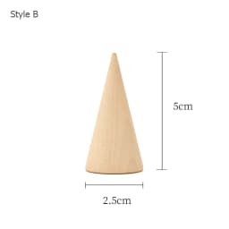 Vintage Natural Unpainted Wood Finger Cone Ring Holder Bague Jewelry Display Stand Organizer Storage Rack Showcase for Exhibit