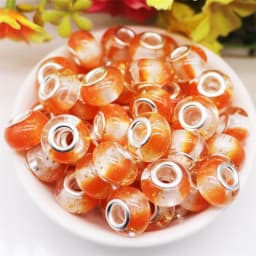 10Pcs Pink Color Smooth Surface European Resin Murano Large Hole Spacer Beads Charms for Bracelet DIY Craft Bracelet Necklace