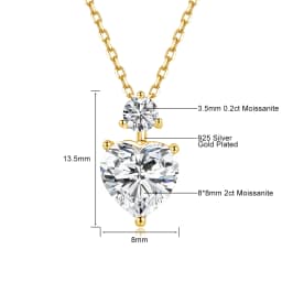 925 Sterling Silver Heart Moissanite Necklace D VVS1 Excellent Cut Diamond Pendant Fine Jewelry Gift for Women Valentine’s Day