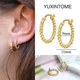 Pave Micro Crystal North Star Hoop Earrings Punk 925 Sterling Silver Ear Needle Twist Gold Earrings For Women Minimalist Jewelry
