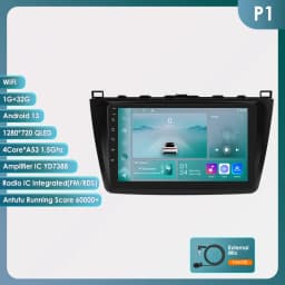 Hizpo 2Din 9inch Android Auto Car Radio for Mazda 6 2007 - 2012 CarPlay Screen GPS Navigation 4G BT WiFi SWC DSP RDS 360° Cam