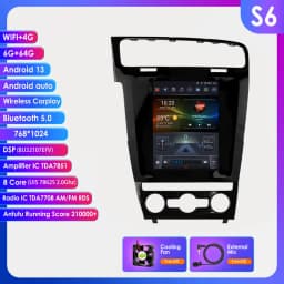 Hizpo Android 13 Wireless Carplay Auto Car Multimedia Player for VW Volkswagen Golf 7 2014-2018 for Tesla Style Screen 9.7" Wifi