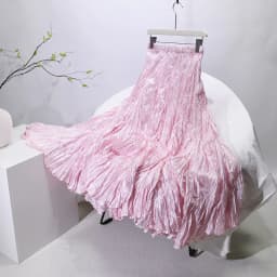 High Quality Women Spring Long Skirts Wide Hem Pleated Design High Waist A-Line Dance Maxi Skirts Faldas Femme Streetwear