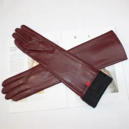 New women's long sheepskin gloves Classic solid color at elbow Versatile windproof warm fleece driving leather gloves