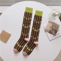 Socks Women's High Tube Calf Knee-length Socks Retro Illustration Art Abstract Street Autumn and Winter Cotton Socks High Sock