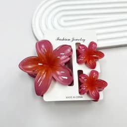 1 Large 2 Small Set Sweet Flower Shape Colorful Gradient Hair Claws Women Ponytail Cilp Clamp Hairpins for Girl Beach Headwear