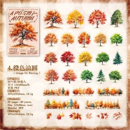 30 Sheets Autumn Fall Leaves Theme PET Stickers for DIY Craft Scrapbooking Collage Guitar Phone Case Decoration