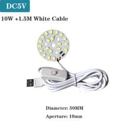DC5V LED Light Board SMD5730 One Color Lamp Source 1W 2W 3W 4W 5W 10W12W 30W With 1.5M USB Plug ON/OFF Switch White Warm Light.