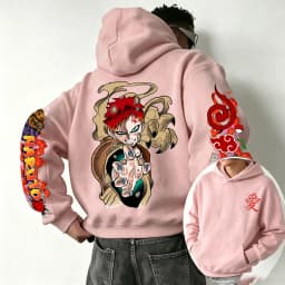 Naruto Gaara 2026 Spring and Autumn New Cartoon Anime Harajuku Y2K Street Fashion Couple Hooded Sweatshirt