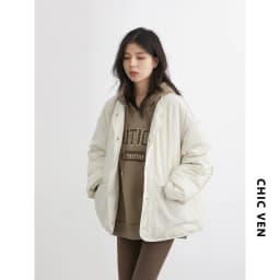 CHIC VEN Women Down Coats Simple Loose Texture Round Neck Down Jacket 90 White Duck Down Jacket Autumn Winter 2025