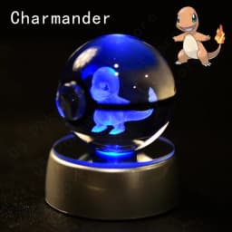 Pokemon 3D Crystal Ball Pikachu Gengar Mew Mewtwo Figurines Lamp Base Pokeball 3D Pokemon Glass Ball Statue Birthday Gift