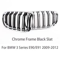 Carbon Fiber Print Grille Kidney Grill For BMW 3 Series E90 E91 LCI 2009-2012 LCI Gloss Black M Color Chrome Silver Double Slat