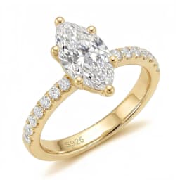 TEZZC 3CT Marquise Cut Moissanite Ring S925 Silver Gold Plated Engagement Wedding Band Lab Diamond Promise Rings For Women