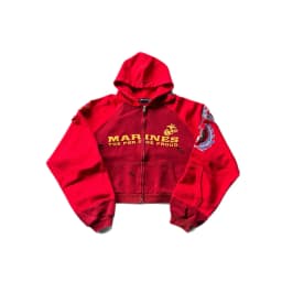 Grailz Project G/R Premium Distressed Patchwork Zipper Hoodie Jacket with Embroidery