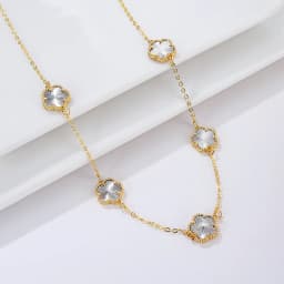 Natural Stone Shell Plant Five Leaf Flower Creative 20 Leaf Pendant Necklace Sweater Chain Women's Advanced Gift Clover