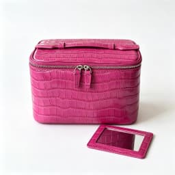 Crocodile Pattern Cowhide Cosmetic Bag Rose Red Light Luxury Genuine Leather Women Travel Portable Toiletry Storageanity Case
