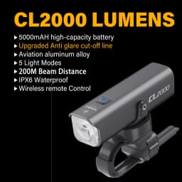 TOWILD CL2000 Bicycle Light With Cut-off Line Beam 2000LM Rechargeable 5000mAh Led Bike Front Lights IPX6 MTB Cycling Headlights