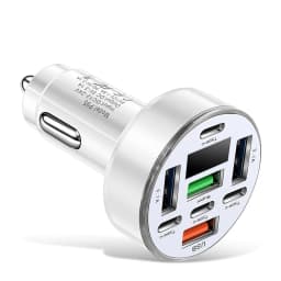 UYUXIO Multi Port USB C Car Charger Adapter 8 in 1 with Voltage Display Iight QC 4.0 PPS Super Fast Charge with Volt Meter