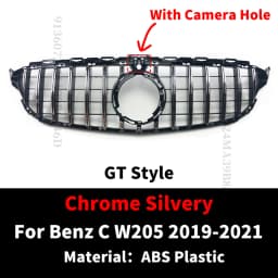 GT Style Front Bumper Grille Grill For Mercedes Benz C W205 C205 Coupe S205 C43 2014-2021 like C180 C200 C250 C300 C260 Tuning