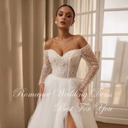 Modern Off The Shoulder Beading A-Line Wedding Dress 2026 V-Neck Pleat Side Slit Lace Open Back Vestidos De Novia Customized