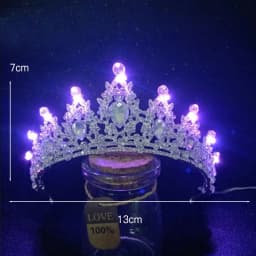 Bride Princess Crown Tiara Glowing Rhinestone LED Light Headwear Hair Accessory For Wedding Cosplay Party Hair Decor Jewelry
