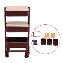 1Set 1:12 Dollhouse Miniature Trolley Dining Cart with Wheels Storage Display Shelf Bookshelf Furniture Model Decor Toy