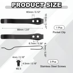 1/2/4Set Deep Carry Pocket Clip 2.6"(66mm) Length Universal Folding Knife Pocket Back Clip w/ Screws Man Knife Replacement Parts
