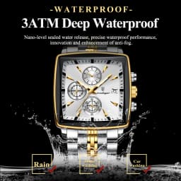 POEDAGAR Fashion Square Men Clock Luminous Waterproof Chronograph Date Men's Watches Stainless Steel Quartz Man Wristwatch Reloj