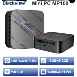 Blackview MP100 NEW Mini PC AMD Ryzen 5 7430U Windows 11 6-Core 12-thread 16GB DDR4 512GB SSD WiFi 6 Mini Computer PC BT5.2