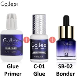Gollee Quickly Dry Eyelash Extension Glue Lash Primer Super Bonder 0.5 Sec Fast Drying 6-8 Week Black Adhesive Professional Use