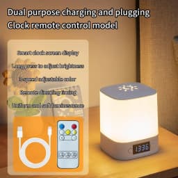 Rechargeable Led Night Light with Time Display USB-Powered Adjustable Brightness Bedside Lamp for Baby Nursery Reading Bedroom