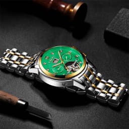 LIGE Automatic Watch for Men Top Original Luxury Skeleton Flywheel Mechanical Wristwatches Classic Calendar Business Man Watch
