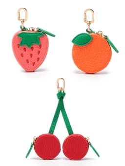 Fashion Personality Red Cherry Shape Fruit Pendant Coin Purse Mini Cute Keychain PU Leather Bag Pendant Small Bag Gift for Girls