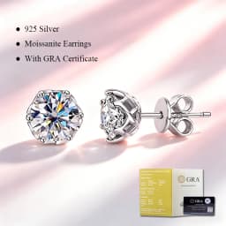 Classic 100% Moissanite Stud Earrings with Lace Six-Prong High-End Texture Elegant and Stylish Earrings