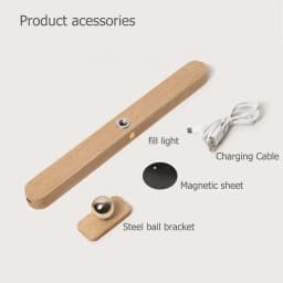 LED Night Light Wooden Mirror Front Fill Light Portable Rechargeable Magnetic Wall Lamp For Touch switch Bedroom Bedside Lamps