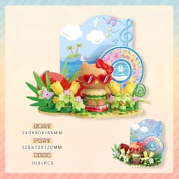 Original Sanrio Building Blocks Hello Kitty Coastal Holiday Series DIY Cartoon Street View Decoration Model Fans Toys Gift