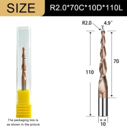Carbide Spiral Tapered Ball Nose End Mill 6mm Shank 2 Flutes Router Bit Woodworking CNC 2D 3D Carving Bits Wood Milling Cutter