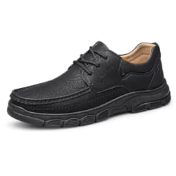 CLOHOO Men's Handmade Thick Rubber Bottom Breathable Casual Leather Shoes Classic Sewn Loafers Comfortable Leisure Footwear