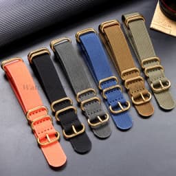 Watch Strap Nylon Silver Black Gold Ring Buckle 18mm 20mm 22mm 24mm Man Women for Seiko Ribbed Braid Replace Watch Accessories