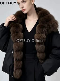 OFTBUY Big Fox Fur Spliced Parkas Winter Warm Thick Women's Coat Loose Duck Down Clothes Women Short Jacket with Fur for Women