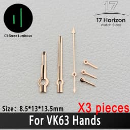 VK63 Hands High Quality VK63 Watch Hands Racing Hands C3 Green Luminous Watch Hands VK 63 Quartz Movement Men's Watches Parts