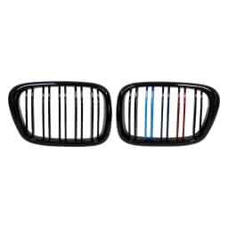 For BMW E39 5 Series 525 528 530 Gloss Black Grille Car Front Hood Grill Kidney Grilles Racing Grill 99-03 Accessories Dual Line