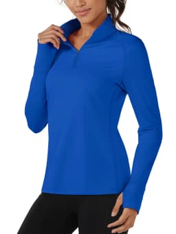 TACVASEN Fleece 1/4 Zip-Up Pullover Womens Warm Long Sleeve Outdoor Sports Tops Breathable Athletic Running Jogging Sweatshirts