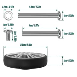 GUGULUZA 4pcs Silver Luggage Wheel Replacement with Screw Travel Suitcase Wheels Diameter 55mm Trolley Caster Repairing Parts