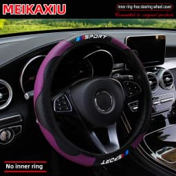 Carbon Fiber Leather Sport Car Rimless Steering Wheel Cover Is Suitable for 14.5 - 15-Inch Steering Wheels as Decoration Items