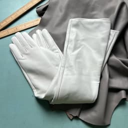 50cm New Genuine Leather White Women's High Grade Party Mittens Sheepskin Lady Winter Velvet long Gloves Creamy Ivory Snow White