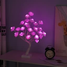 18 Colors Rose Flower Tree Lamp Remote LED Night Light USB/Battery Powered Table Desk Decor Wedding Christmas Gift for Women Mom