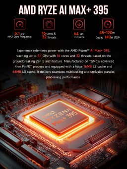 GMKtec EVO-X2 AMD R AI Max+ 395 Mini PC 16-core 32-thread 64GB LPDDR5X 1TB SSD Gaming Computer PC with AMD XDNA 2 NPU Mini PC
